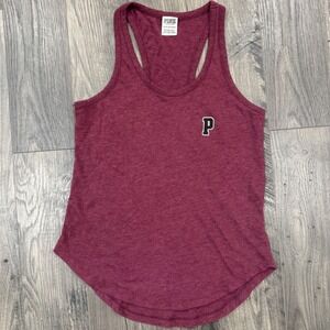 Victoria's Secret PINK Burgundy Heathered Racerback Tank Top XS‎
